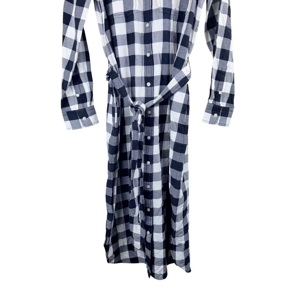 Lauren Ralph Lauren Buffalo Plaid Cotton Shirt Dress Black White 6 Preppy Midi - Picture 6 of 14